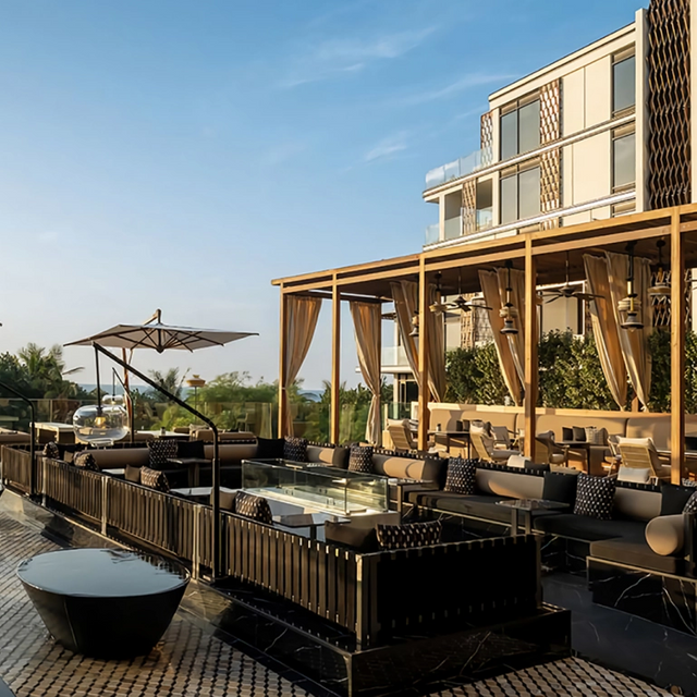 Hotel outdoor sun room outdoor table and chair series hotel furniture customization