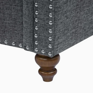 Hotel Bedroom Living Room Deep Tailored American Style Khaki Upholstered Fabric 3 Seat Sofa