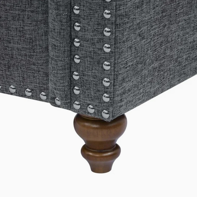 Hotel Bedroom Living Room Deep Tailored American Style Khaki Upholstered Fabric 3 Seat Sofa