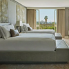 Star Hotel Apartment Upholstered Fabric Bed Base Hotel King Bed Room Furniture Set
