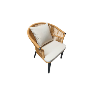 Curved Armrest Natural Rattan Accent Chair