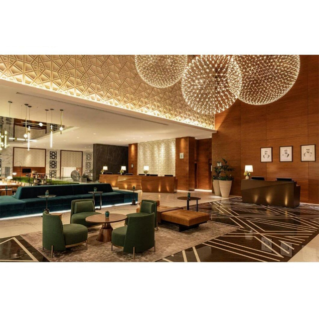Gulf High-End Hotel Geometric Light Luxury Lobby Furnishings Main Reception FF&E Solution