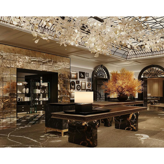 Neo‑Classical Luxury Reception Console And Display Cabinet Set