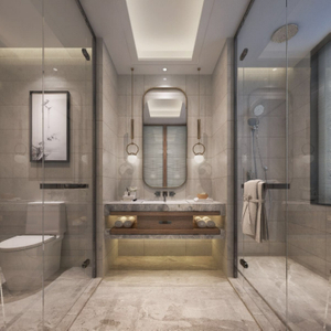 New Chinese Zen 5-Star Resort Hotel Floating Bathroom Vanity Full Integrated Solution