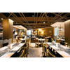 Minimalist Full-Service Hotel Buffet Dining Set With Stone Top Tables Wooden Chairs Divider Display Racks