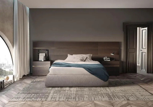  Modern Integrated Extra-Wide Wood Veneer Wall Panel Hotel Headboard Hospitality Furniture