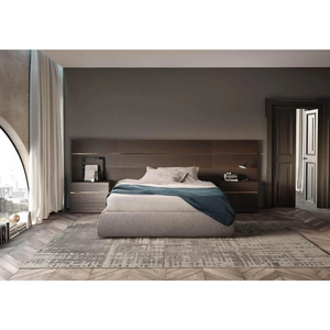 Integrated Dual-Drawer Nightstands & Low Profile Upholstered Platform Hotel King Bed FF&E Custom Furnishing