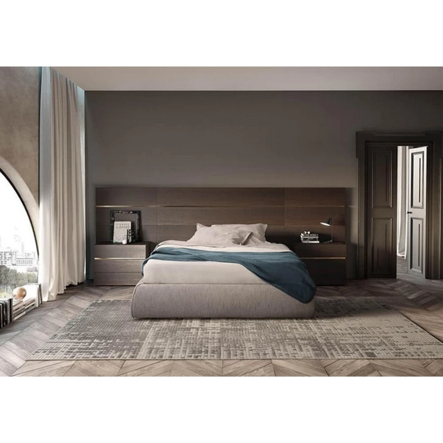 Integrated Dual-Drawer Nightstands & Low Profile Upholstered Platform Hotel King Bed FF&E Custom Furnishing
