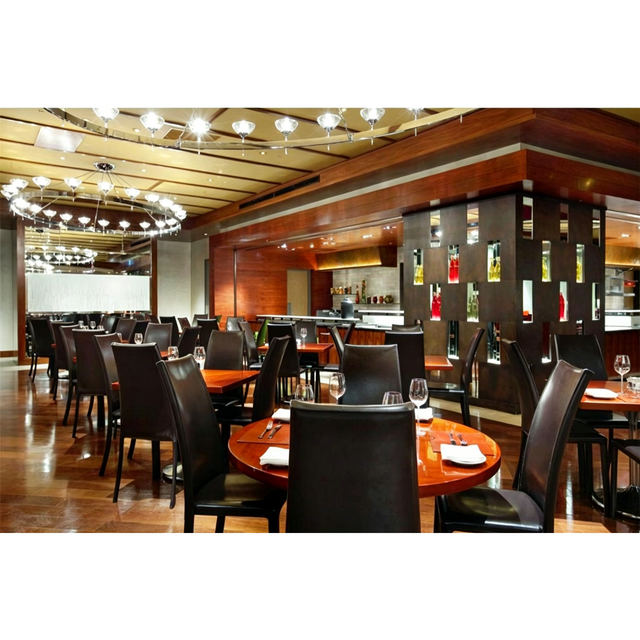 Modern Dark Walnut Luxury Hotel All-Day Dining Solid Wood Round & Rectangular Dining Tables Full FF&E Furniture Set