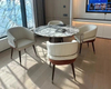 Two-Tone PU Upholstered Dining Chairs Marble Top Round Hotel Dining Set
