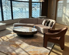 Curved Sectional Hotel Lobby Lounge Sofa Set with Marble Coffee Table