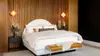 Curved Arched White Fabric Upholstered Platform Solid Wood Bed