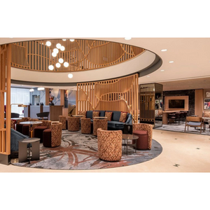 Contemporary Hotel Lobby Partition & Seating Package With Art‑Shaped Wood Screen For Resort Public Areas
