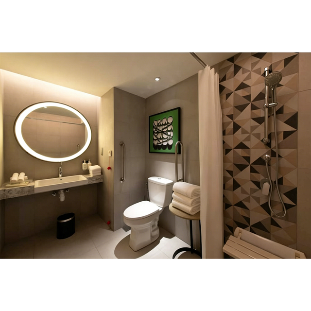 Modern Light Luxury Hotel Wall-Hung Marble Vanity Cabinet Full Accessible Hotel Bathroom Furniture Custom Set