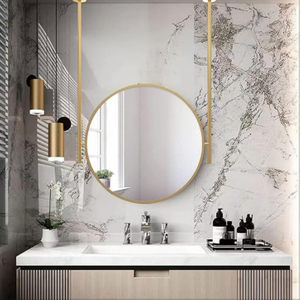  Gold Round Frame Decor Mirror Integrated Sintered Stone Wash Basin Custom Bathroom Furniture For Hotel Guest Room