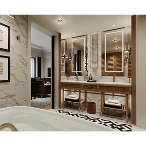 American Light Luxury Double Basin Marble Hotel Bathroom Full FF&E Set