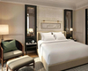 Neutral Fabric Upholstered Hotel Bed Complete Guest Room Furniture Set