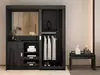 Modern Dark Wood Sliding Door Wardrobe With A Mirror