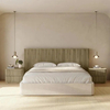 Light Oak Vertical Fluted Reed Wood Panel Hotel Headboard Bed Frame Guest Room Furniture
