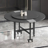Multi-Size Foldable Wheeled Round Hotel Dining Table with Rotating Lazy Susan