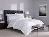  Linen Panel Hotel Headboard, Dark Solid Wood Nightstand & Metal Stone Top Bench Complete Standard Room