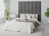 Dark Gray Two-Layer Square Grid Detachable Upholstered Wall Panel Hotel Headboard Bed