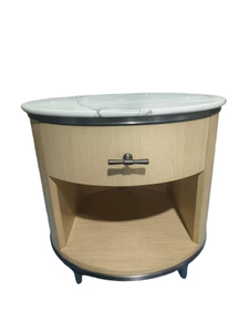 Light Wood Nightstand With Marble Top