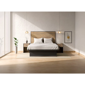 Natural Wood Wabi-Sabi Storage Hotel King Bed Set Japanese Resort Guest Room FF&E Custom Furnishing