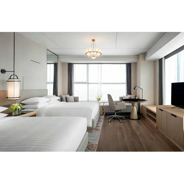 Modern Minimalist Light Wood Business Hotel King Room Full FF&E Furniture Set