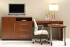 Commercial Wood Hotel Workstation Cabinet Combo with Mobile Side Desk & Office Chair