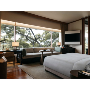 Modern Minimalist Natural Wood Resort Guest Living Full Furniture