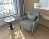 Modern Custom Linen Upholstered Hotel Accent Chair with Round Side Table