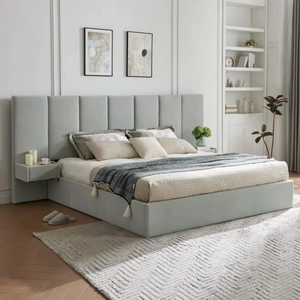 Modern Minimalist Vertical Channel Tufted Upholstered Hotel King Bed
