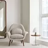 Minimalist Fabric Hotel Accent Chair with Round Wooden Side Table