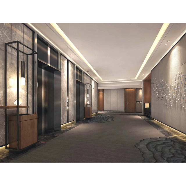 5-Star Hotel Elevator Lobby Public Fixed FF&E Works Solid Wood Room Doors Decorative Corridor Wall Panels