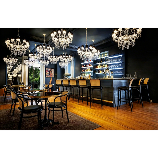 French Vintage Luxury Hotel Lounge Bar Stone Top Solid Wood Central Bar Counter Full FF&E Furniture Set