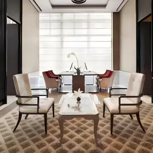 Light Luxury Hotel Lounge Chair Modern Solid Wood Armrest Upholstered Chair Business Leisure Chair for Club Lobby Custom