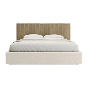 Off-White Linen Wrapped Low Storage Platform Hotel Bed Single Bed Frame