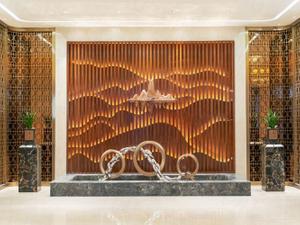 Custom Hotel Lobby Feature Wall & Decorative Sculpture Set